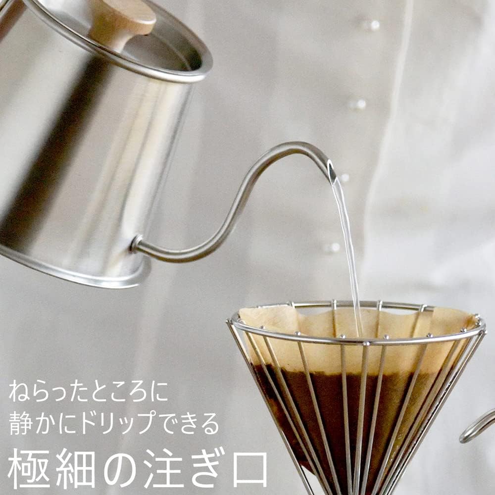 Coffee Tools KOGU Shimomura Planning Coffee Drip Pot Kettle Two Drip Pot Pro 500ml with Lid [Made in Japan] Stainless Steel Narrow Mouth Direct Fire Compatible with IH Pour Directly Below Coffee Kettle Outdoor Gift 44583 Tsubame-Sanjo