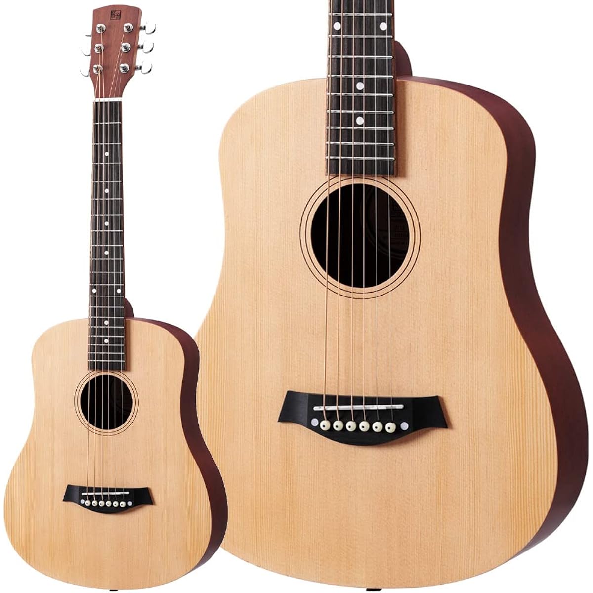 Otono DT1S NTS (Natural Spruce) Mini Acoustic Guitar Mini Guitar Natural Spruce Soft Case Included