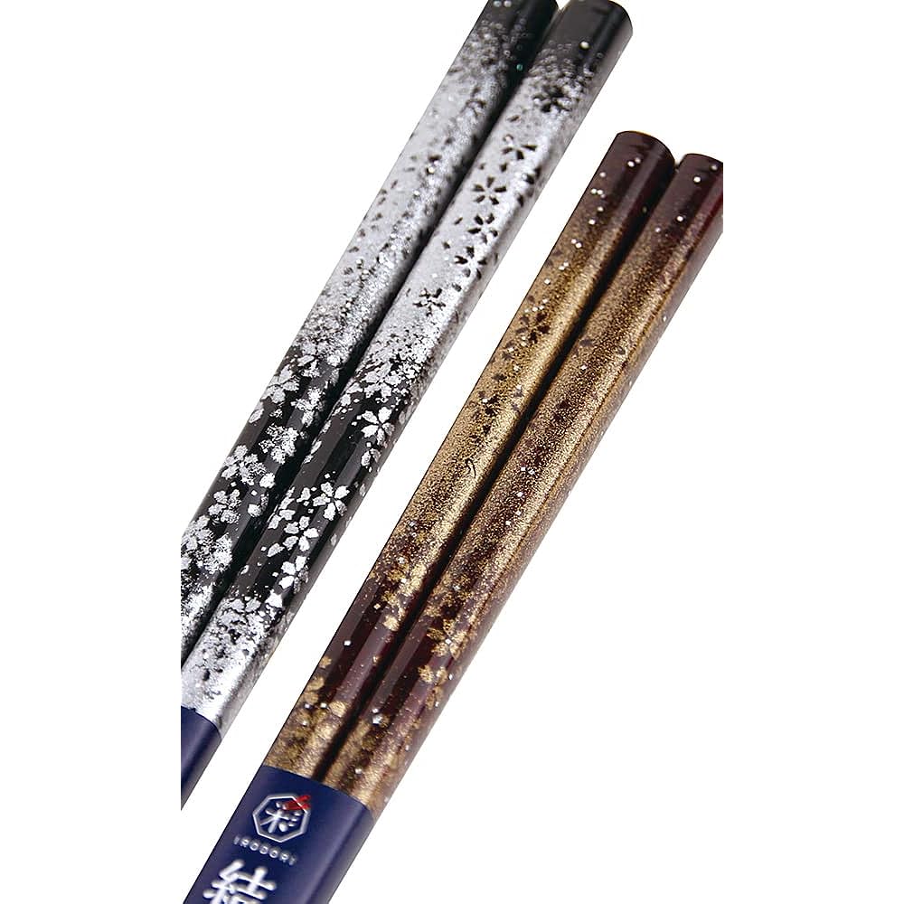 Couple chopsticks Asagiri black red with paulownia box and wrapping wedding gift wedding gift for the bride and groom [150]