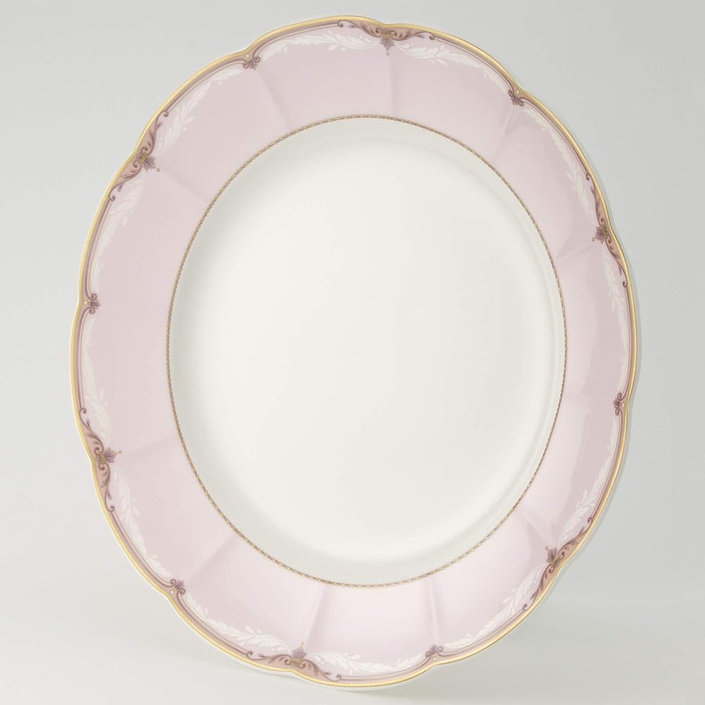 NARUMI Plate Dish Lotus Pink Band 27cm Pink Cute Elegant Dinner Made in Japan 50331-1120