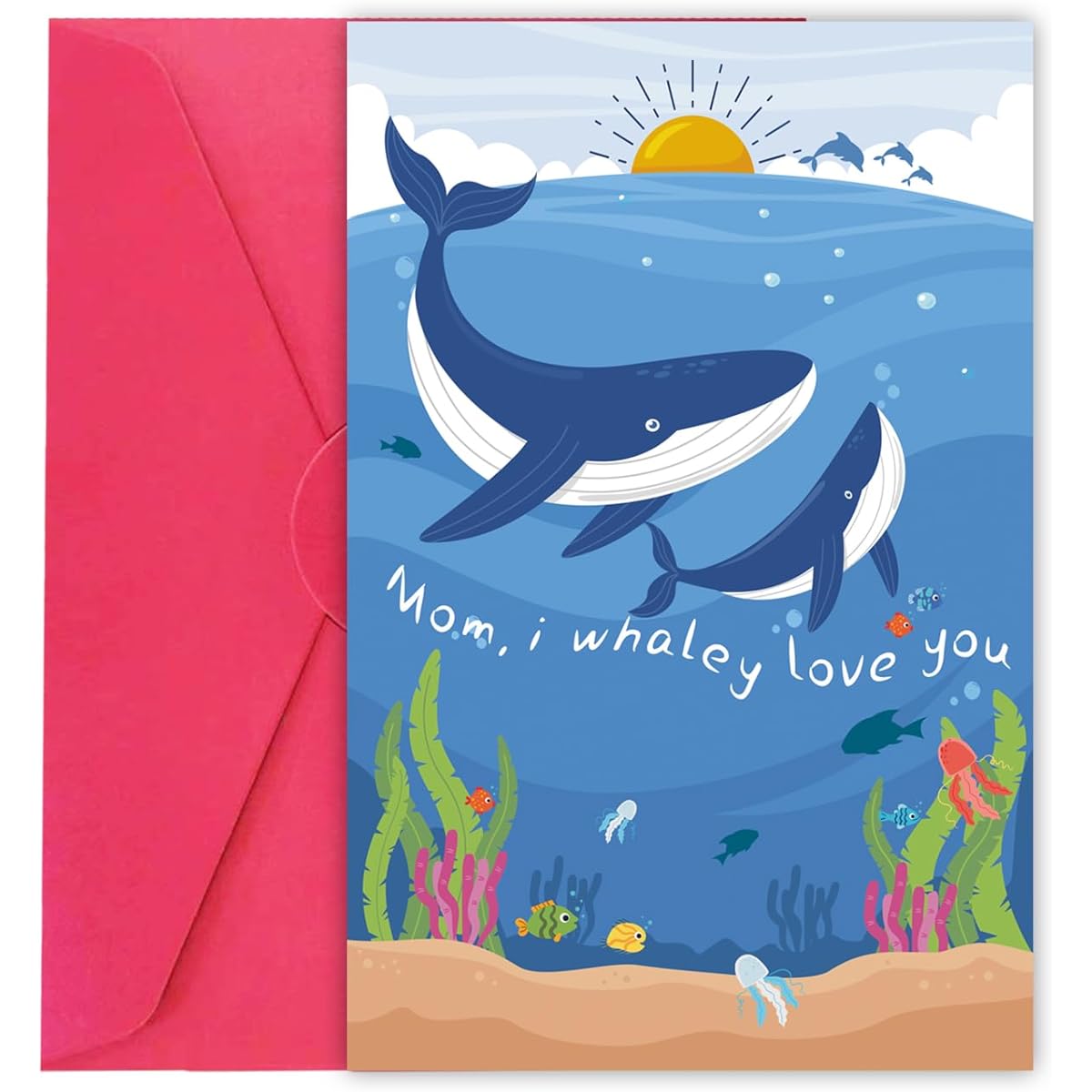 XXDJLP Cute Whale Mother's Day Card
