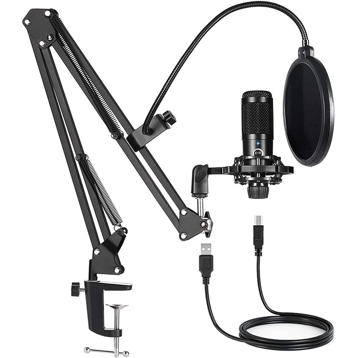 Microphone Arm USB Computer Condenser Microphone Kit with Adjustable Scissor Arm Stand for PC YouTube Video Games, Microphone Stand (Color : Black)