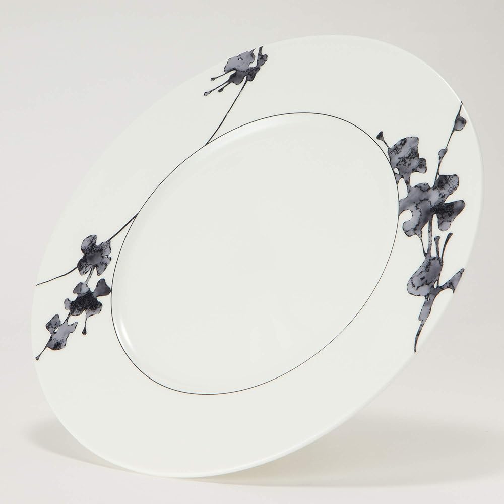 NARUMI Plate, Black Plant, 27cm, Black, Plant Pattern, Stylish, Dinner, Lunch Plate, One Plate, Flat Plate, Microwave Warmable, Made in Japan, 51230-5462