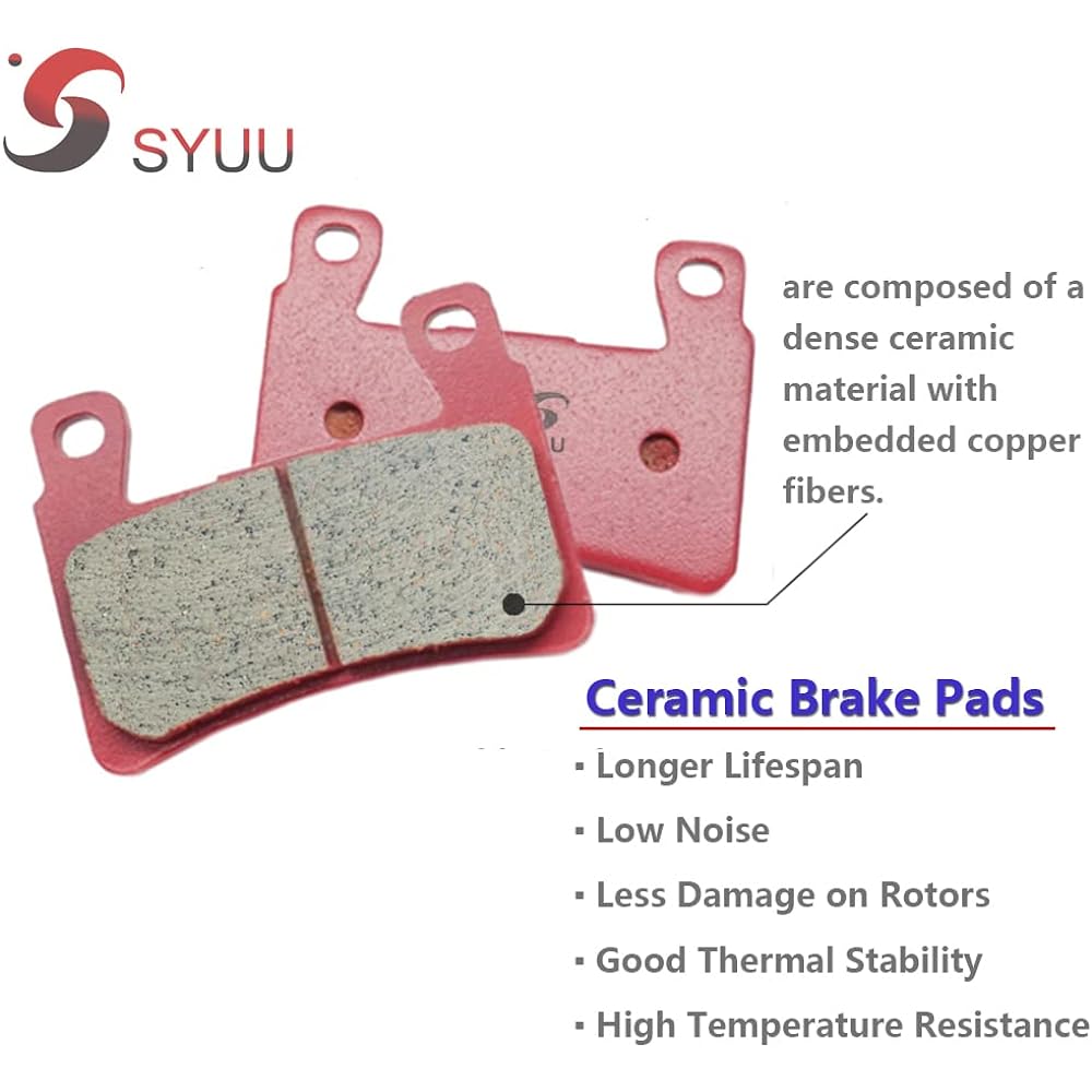 S SYUU Front and Rear Ceramic Brake Pads Compatible with Harley-Davidson FLSTN Softail Deluxe FLS Softail Slim FXST Softail Standard 2015-2017 FA296F FA458R