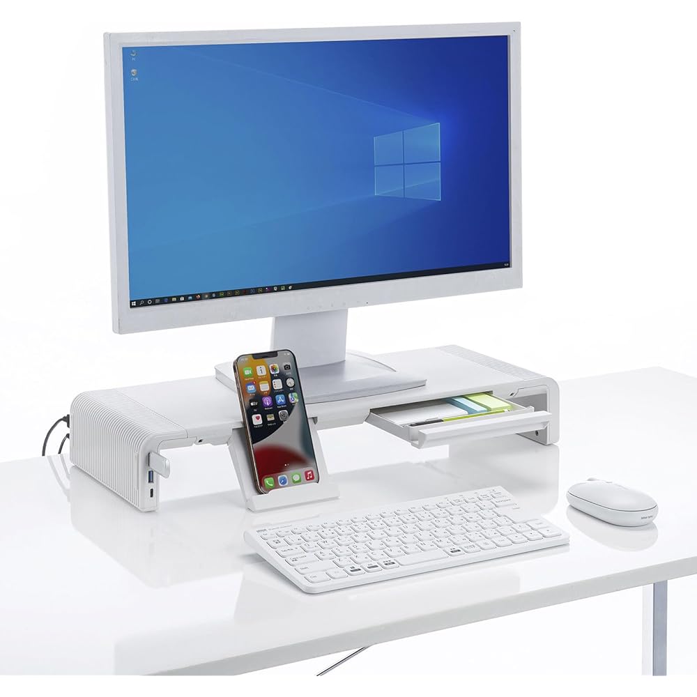 Sanwa Supply Desk Rack with USB Type-C Connection Hub (White) MR-LC210CHW