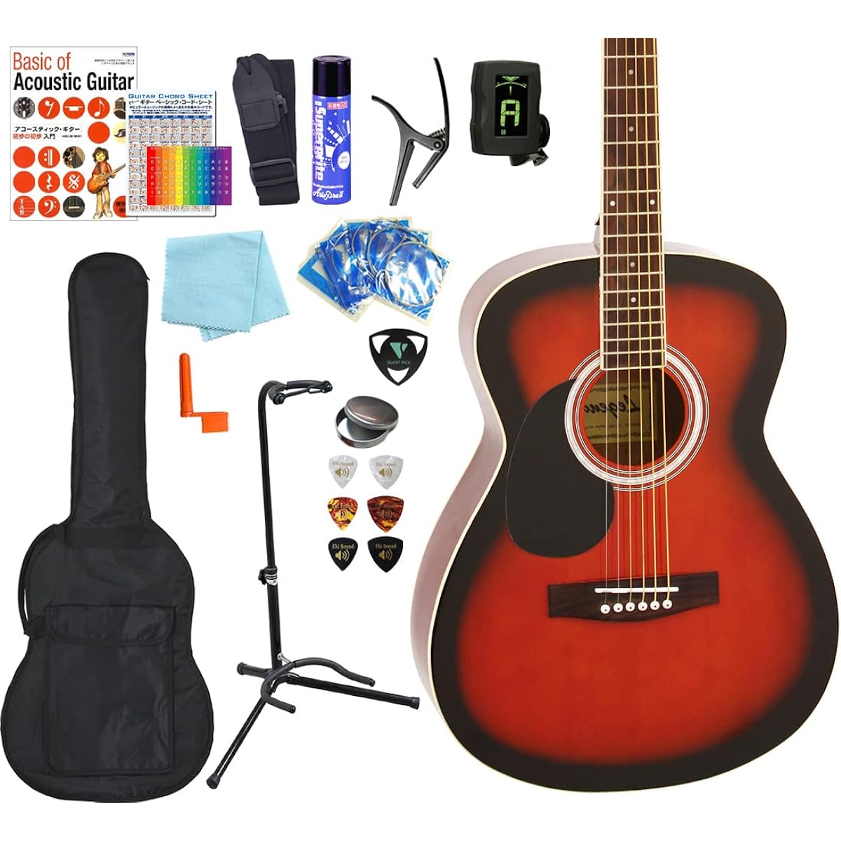 Acoustic guitar, left-handed, beginner, 16-piece set, Legend FG-15LH, acoustic guitar, beginner, BS [98765]