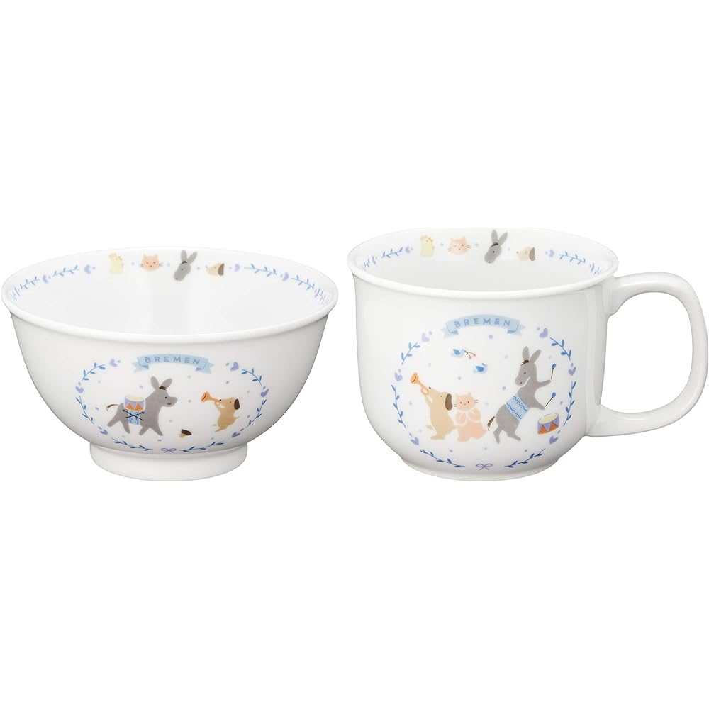 NARUMI Children's Tableware Set, Bremen Blue, 4 Piece Set, Easy to Scoop Tableware, Baby Shower, First Meal, Baby Food, Gift, Oven, Microwave, Dishwasher Safe, Made in Japan, 7980-33139