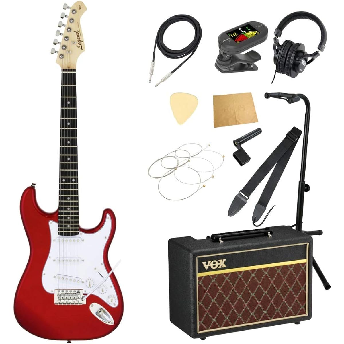 LEGEND LST-MINI CA Mini Electric Guitar with VOX Amplifier, 11-piece Beginner Set