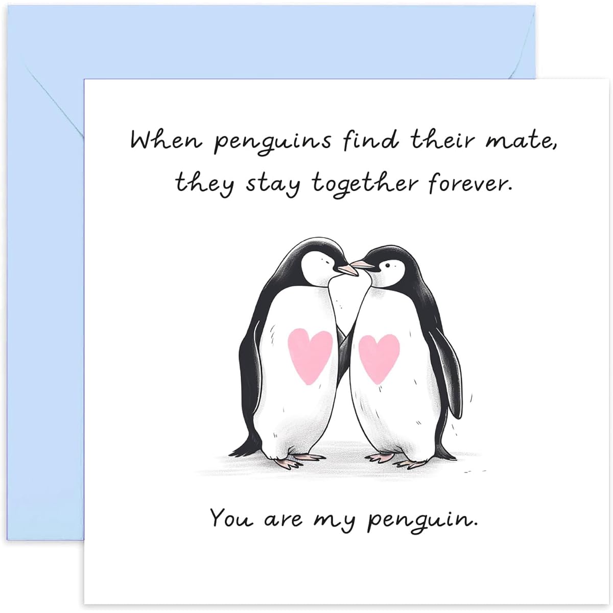 Old English Co. Wedding Anniversary Cards for Couples - Wife's Birthday Card from Husband - "You Are My Penguin" Card for Boyfriend Girlfriend - Valentine's Day Card for Him or Her | Blank Envelope Inside
