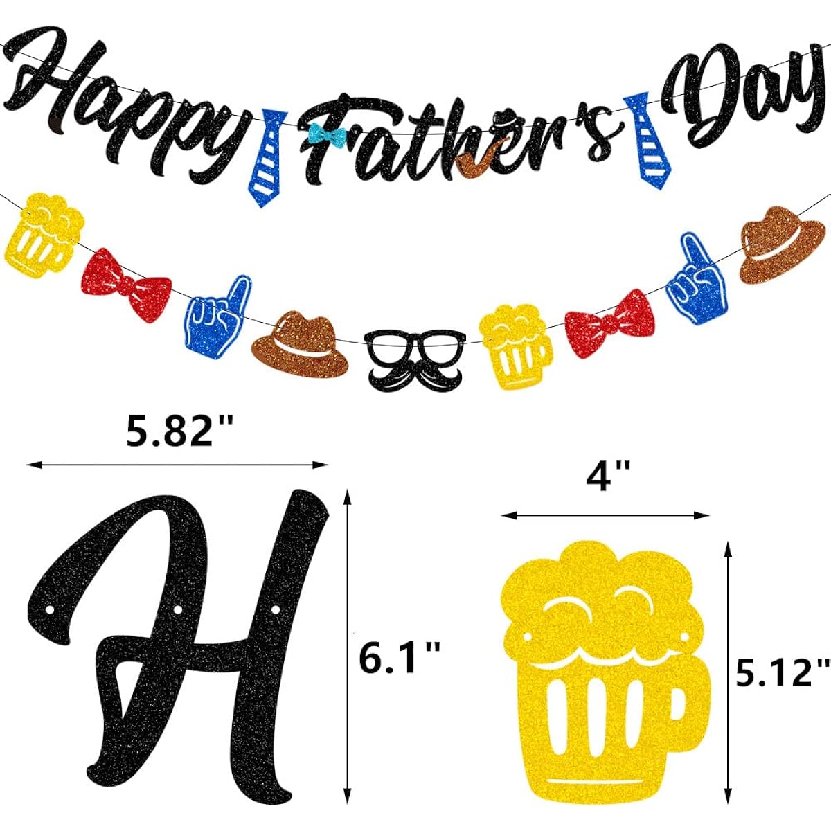 Happy Father's Day Party Banner Plus Father's Day Party Balloon Cake Topper Father's Day Party Supplies Decoration