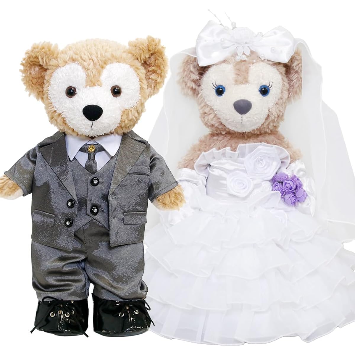 Duffy Shellie May Costume Wedding Dress & Tuxedo (Gray) Set, Plush Toy Sold Separately, Wedding Welcome Bear ★ [Original Handmade Costume]