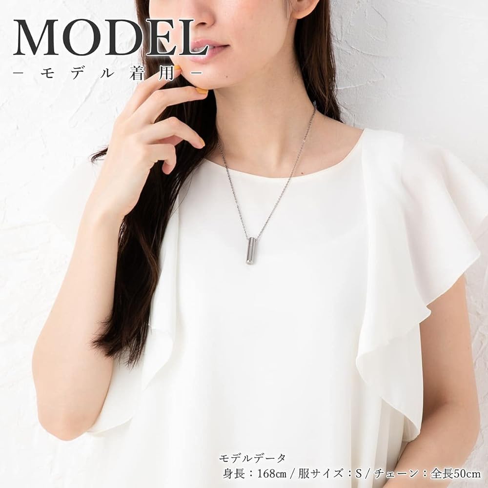 leger Name Engraved Pure Titanium Memorial Necklace Made in Japan Skin-friendly Rust-resistant Lightweight Waterproof Heat Resistant Engraved Ashes Pendant Necklace Simple Regier 50cm ~ 70cm PC40-1 [2 lines/4 lines engraving possible]