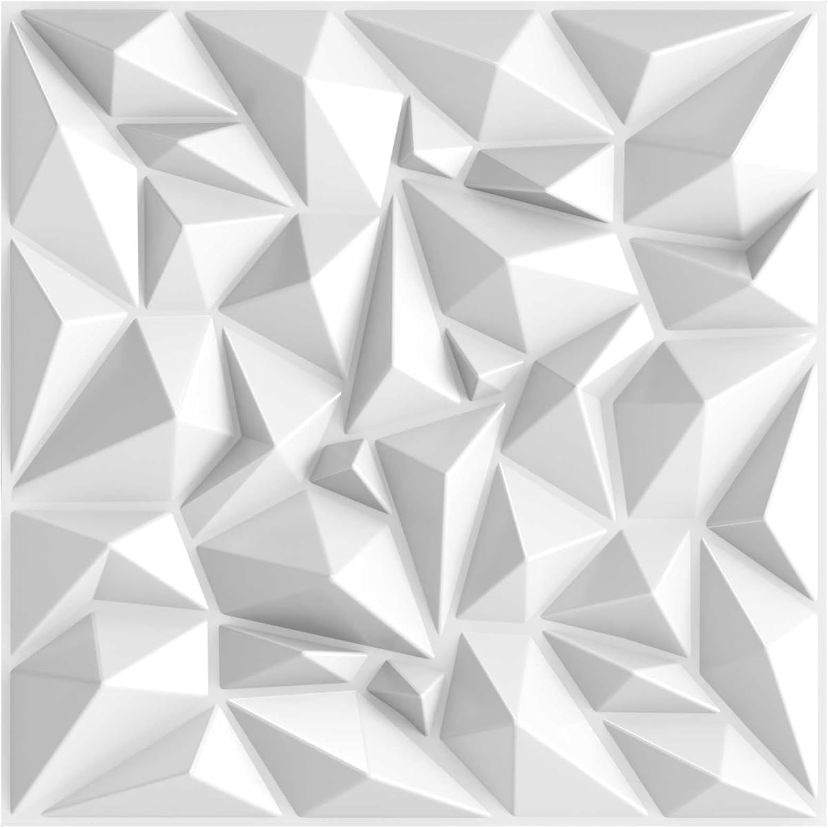 TroyStudio Acoustic Diffusion Panels - Set of 12 Acoustic Panels, 3D Wall Panels 50cm X 50cm X 2.5cm (Messy White)