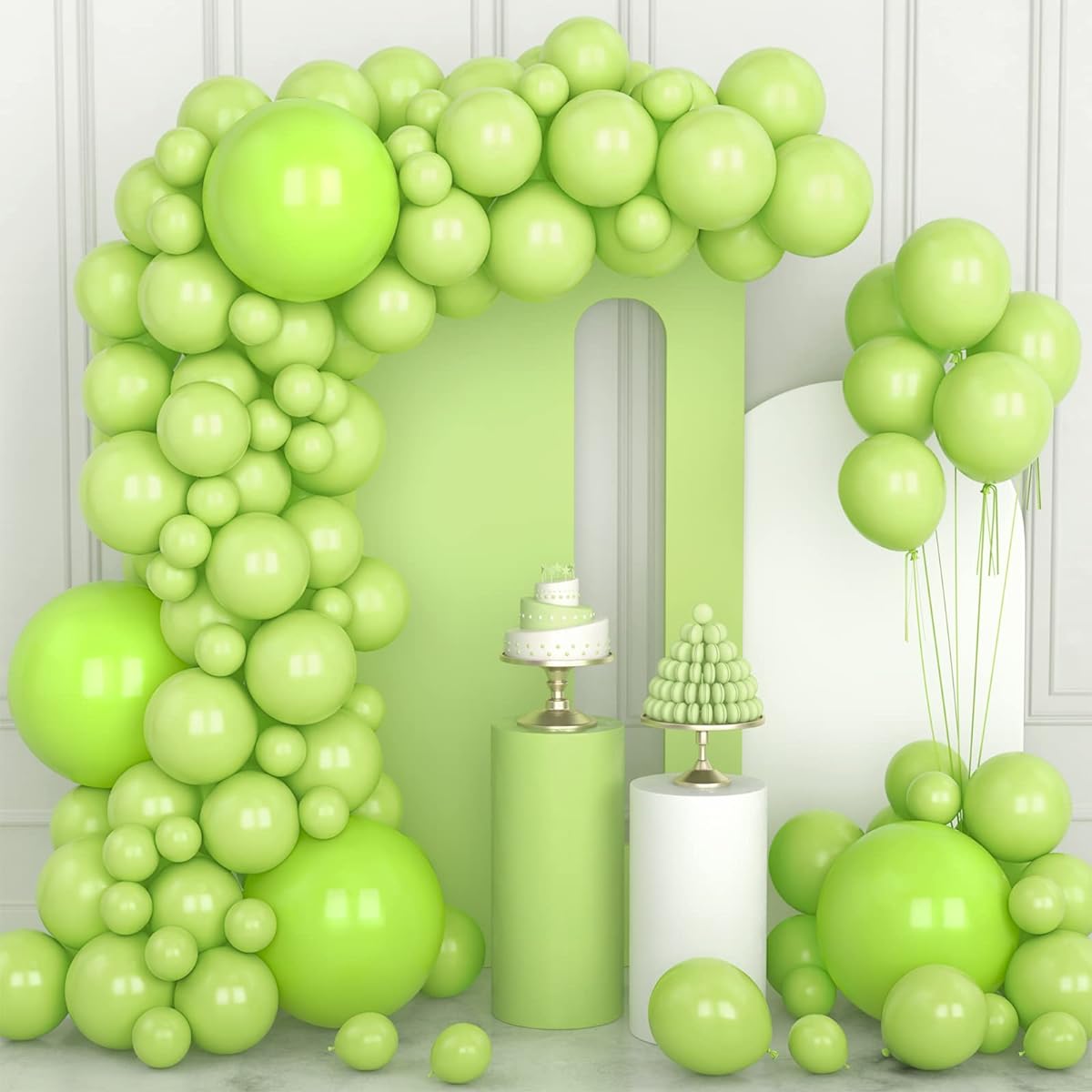 Lime Green Balloons 106pcs Light Green Balloons Garland Arch Kit Different Size 5 10 12 18inch Balloons for Boys Birthday St. Patrick's Day Christmas Dinosaur Jungle Forest Safari Party Decorations
