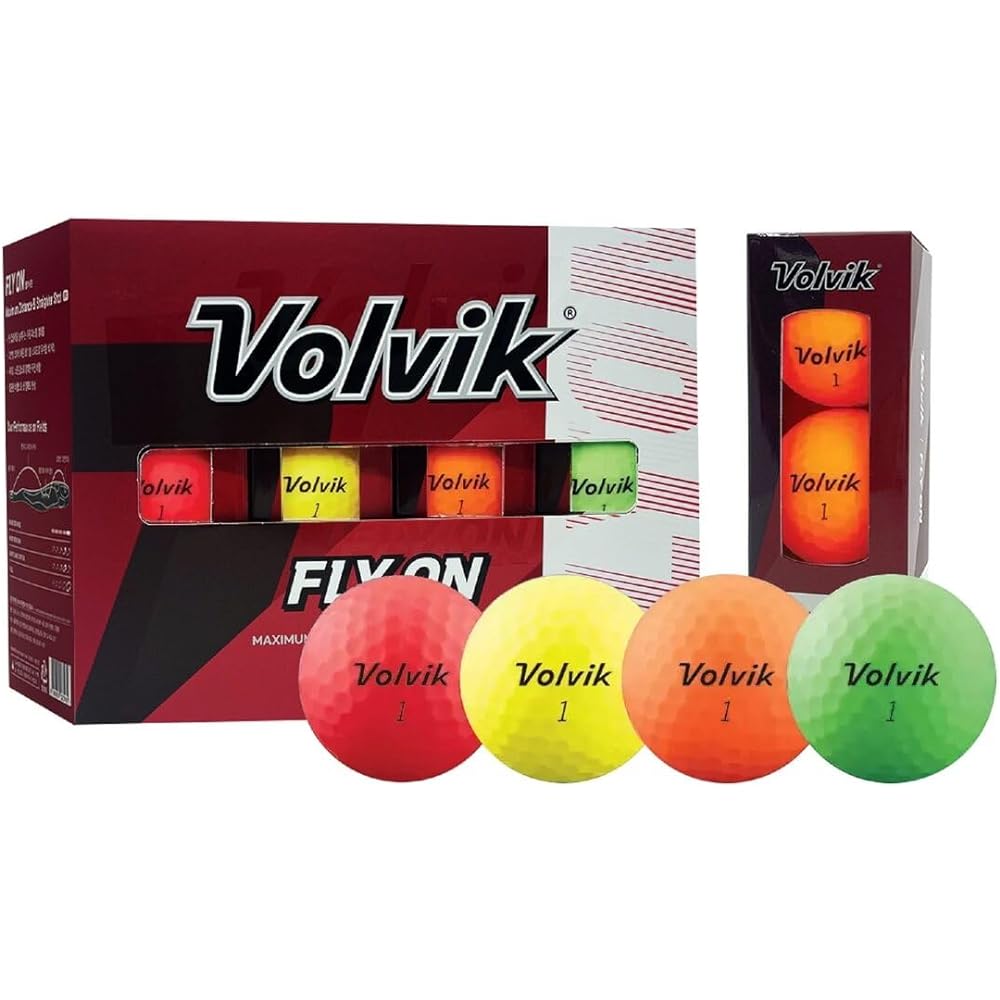 Volvik Volvik Flyon Golf Ball Matte Finish 2 Piece Construction 24 Balls Multicolor (Orange, Green, Yellow, Red)