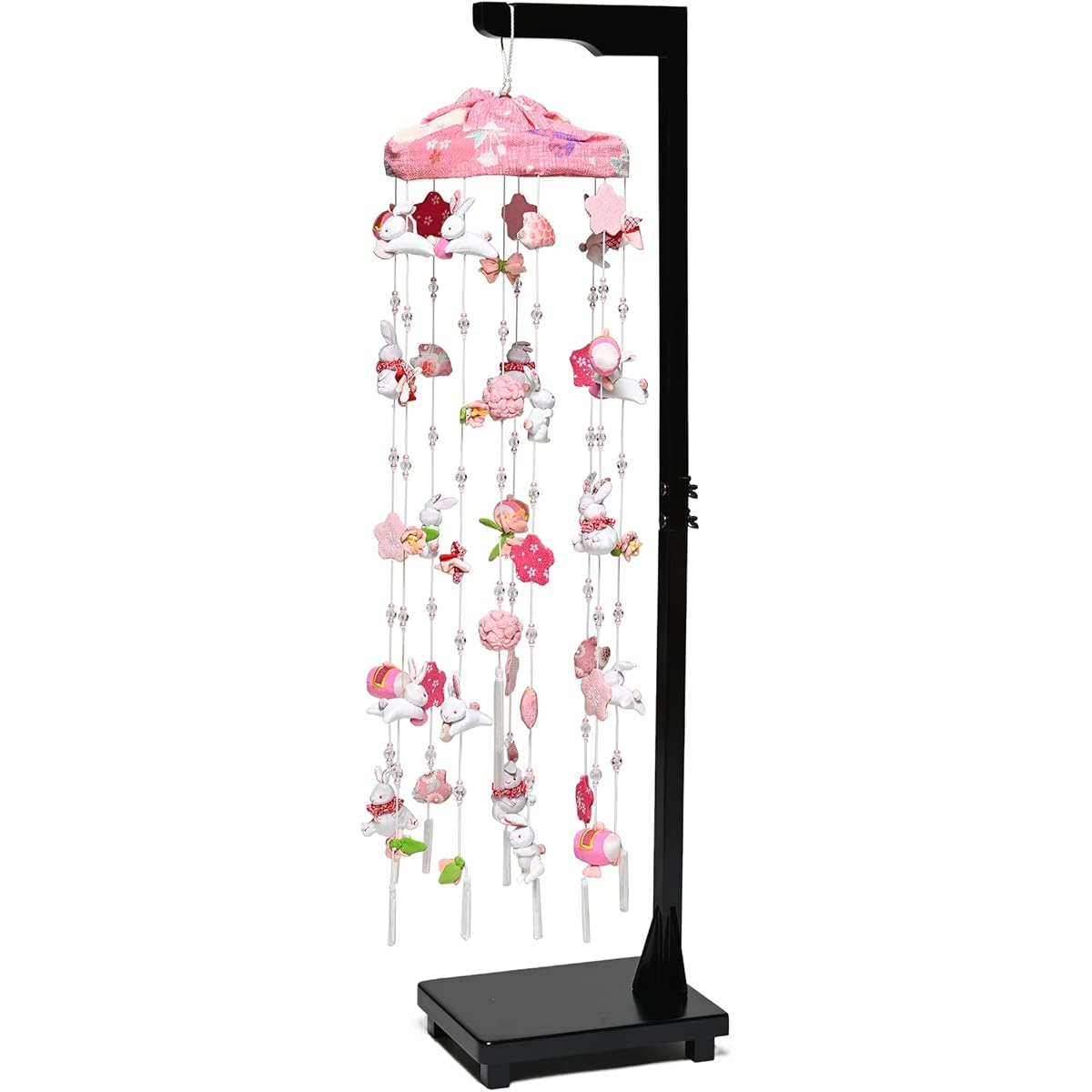 [Hanging decoration] [Hina doll] Sparkling rabbit hanging doll with black stand [Hanging doll] [Hina doll]