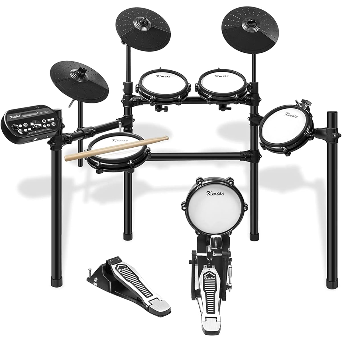 Electronic Drum Set, Kmise All Mesh Foldable Electronic Drum Kit, For Professional/Adult/Beginner, With Dual Trigger Cymbals, Supports MIDI Headphones and Recording, 5A Drumsticks, 225 Sounds, 15 Set Drum Tracks (5 Drums + 3 Cymbals)