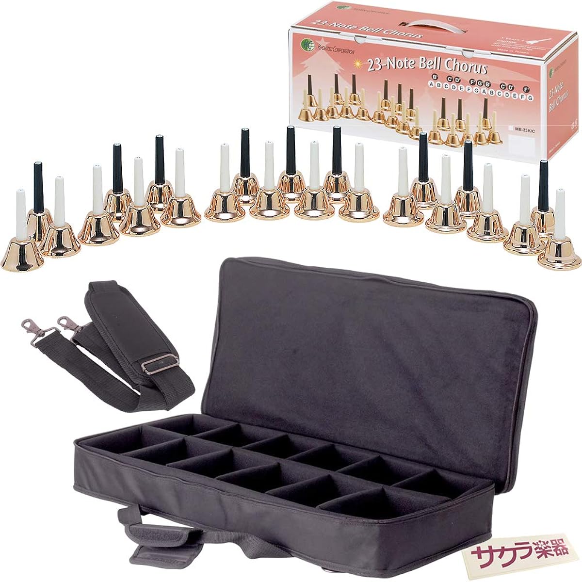 Music bell (hand bell) 23 notes MB-23K/C [Copper] Comes with special case BCC-60 Sakura Musical Instruments Original Set