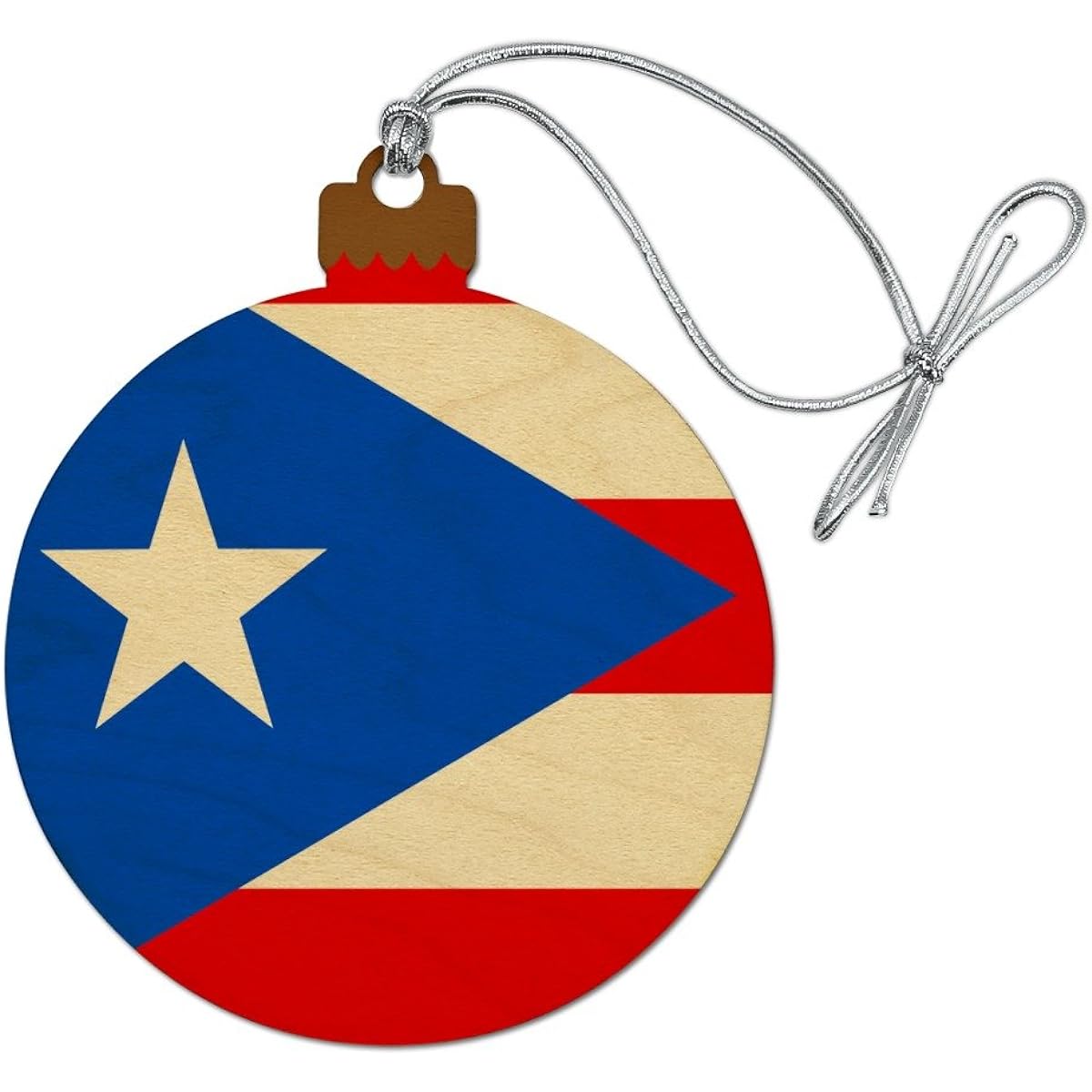 Puerto Rico Flag Wood Christmas Tree Holiday Ornament