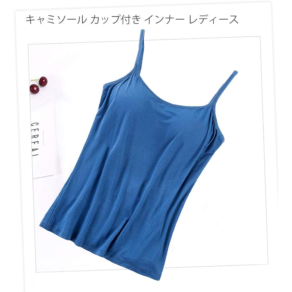 [T WILKER] Camisole with Cup, 2 Sets, Cool Feel, Smooth Fabric, Inner Tops, Adjustable Shoulder Straps, Sweat Absorbent, Skin-friendly Bra Top