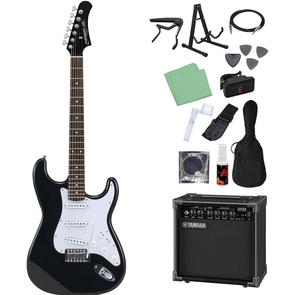 Photogenic ST-180 HBK Electric Guitar Beginner 14-piece Set [Includes GA15II] Stratocaster Type Photogenic