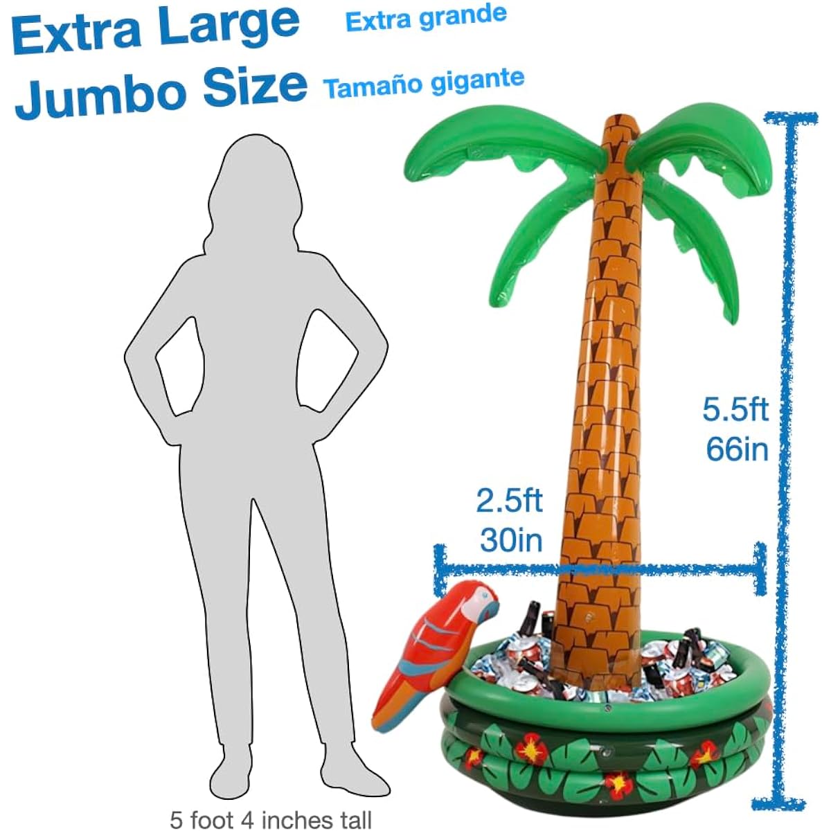 Urby Extra Large Jumbo Inflatable Palm Tree Cooler Mexican Independence Day Decor Decoration Mexican Para Fiesta 5ft/66in Large Beverage Tub for Party