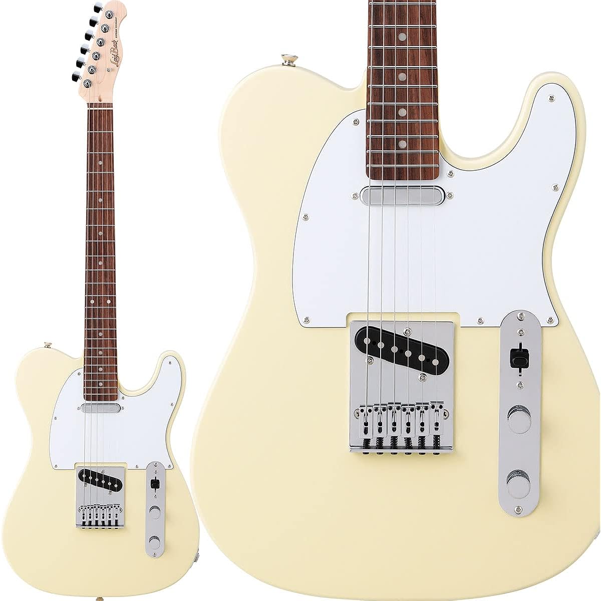 LaidBack LTL-5-R-SS White Ivory Electric Guitar Telecaster Type Humbucker Switchable Alder Body Laid Back