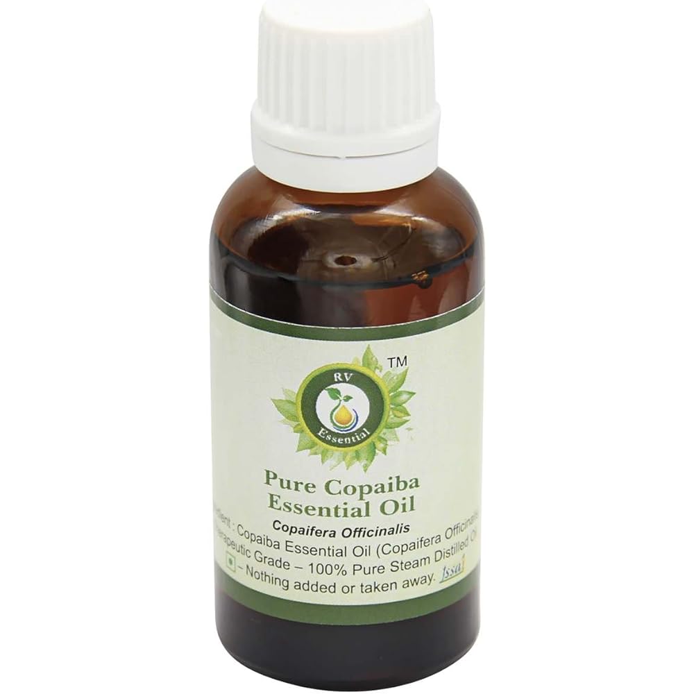 Copaiba Essential Oil | Copaifera Officinalis | For Skin | 100% Pure Natural | Steam Distilled | Therapeutic Grade | Copaiba Essential Oil | 100ml | 3.38oz By R V Essential