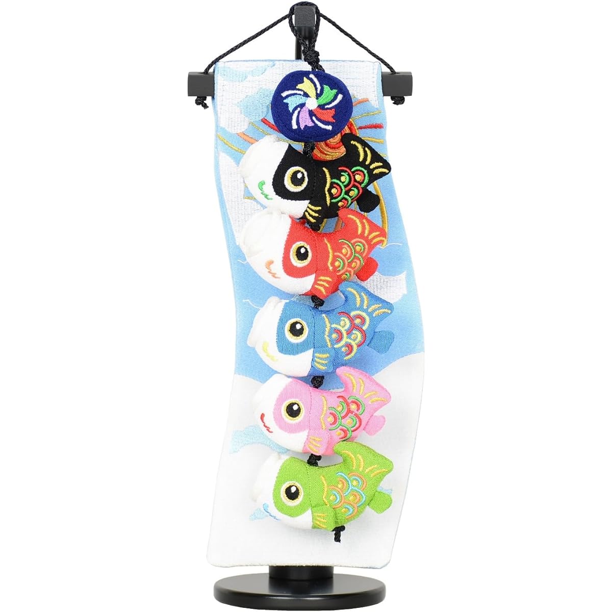 Indoor carp streamer set with stand, crepe hanging carp decoration, hanging decoration, carp 5, sky, height 34cm, tapestry included