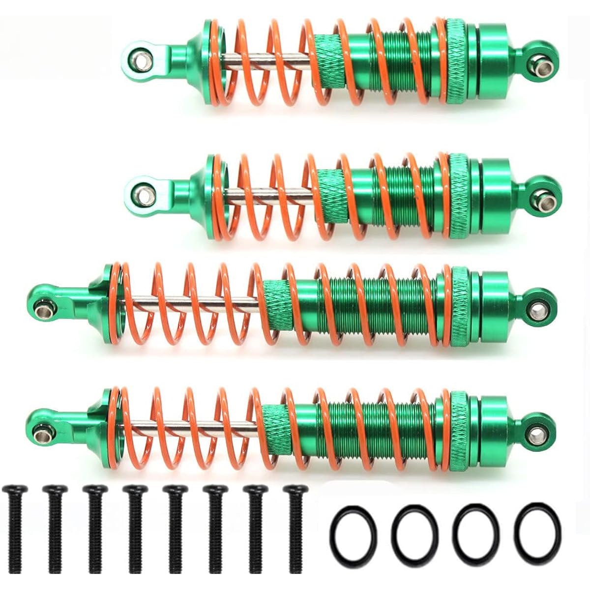 Full Alloy Shock Absorber Upgrade Parts for 1/10 Arrma Senton 4X4 Granite 4X4 Bigrock 4X4 Vorteks 4X4 Typhon 4X4 RC Crawler Front Rear RC Damper Big Bore Hop Up Parts #AR330550 AR330551(Green)