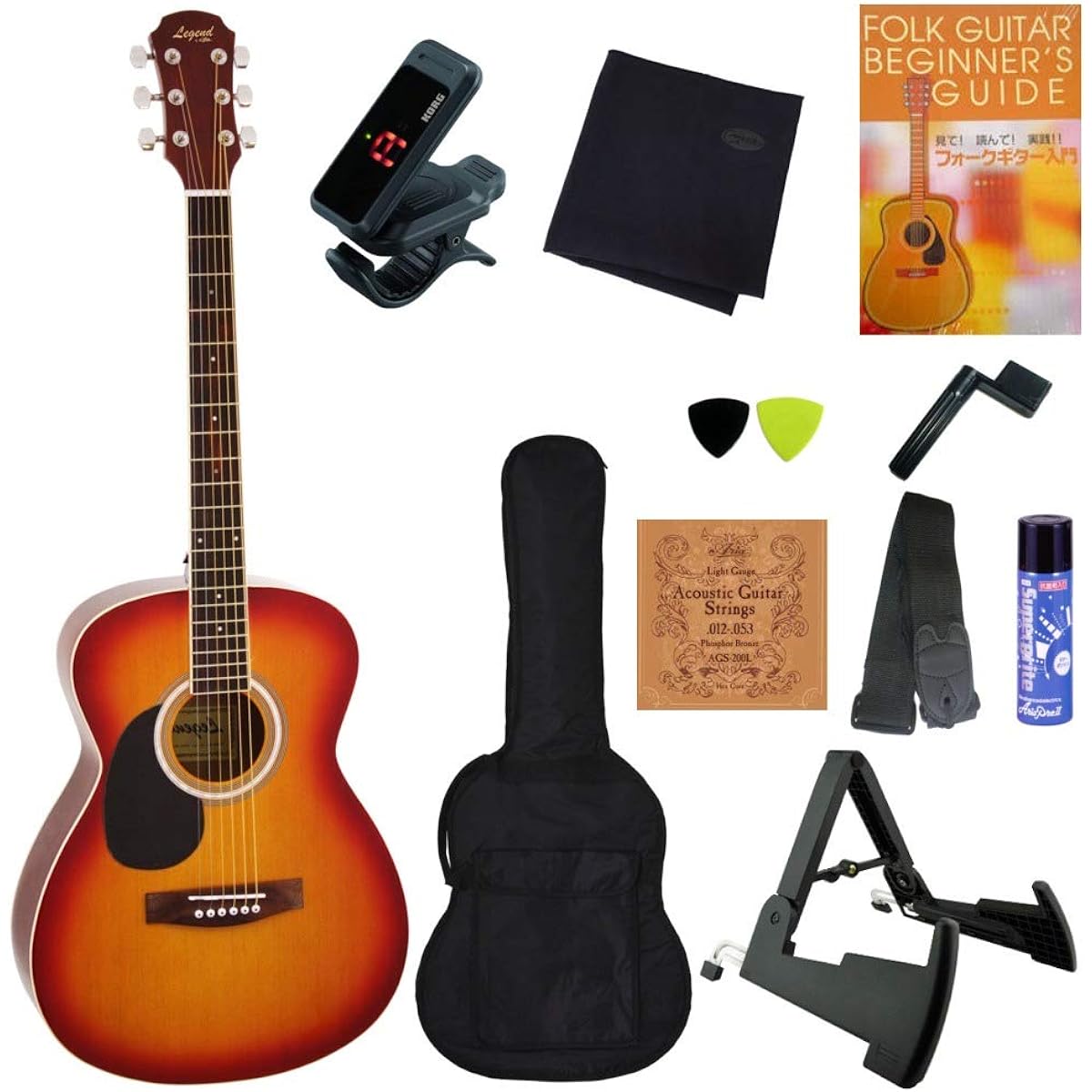 [Perfect 11-piece set] Legend FG-15 LH Left Hand Legend by Aria ProII Folk Guitar Beginner Set/CS