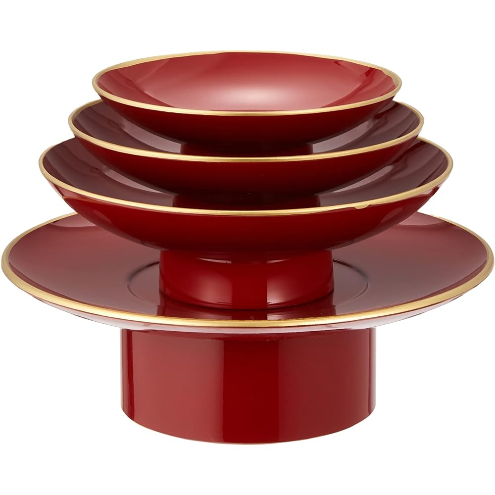 Mitani Yamanaka Lacquerware Yamanaka-nuri Vermillion Paint Oval Tosoki Shubuchi Kin-nuri 3867