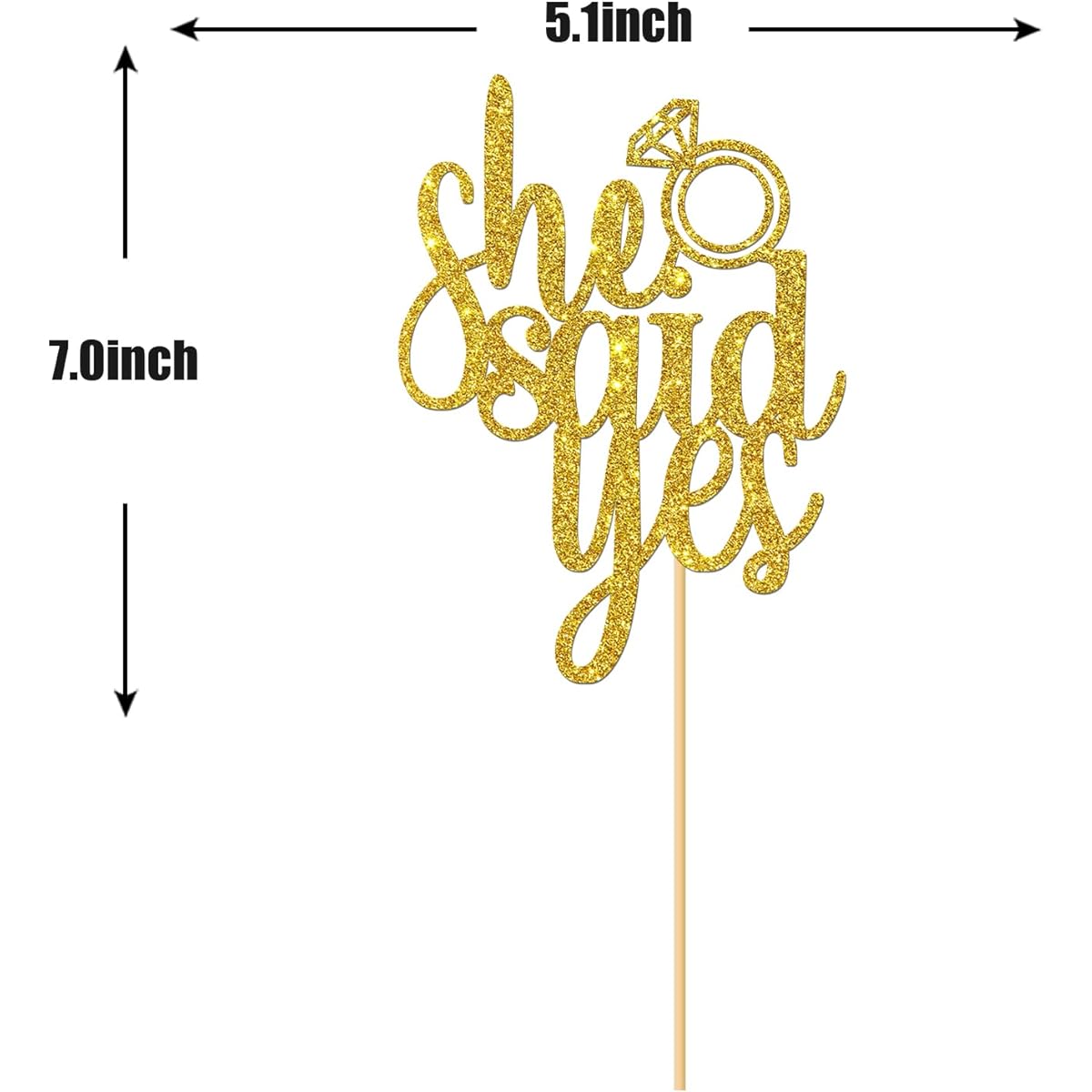 Gold Glitter She Said Yes Cake Topper for Engagement/Bridal Shower/Wedding Shower/Proposal/Bachelorette Party Decorations