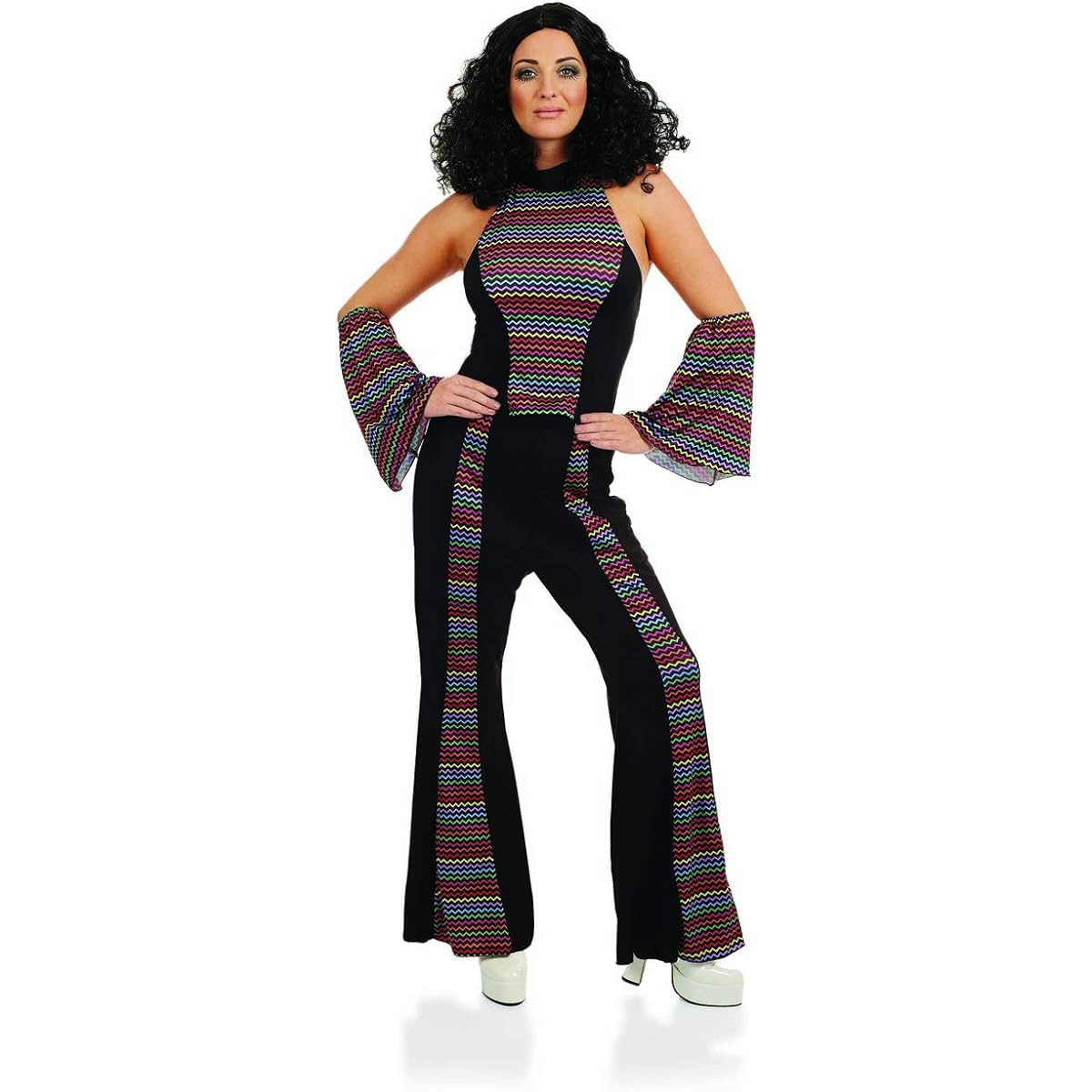 (X-Large: Size UK 20-22. Chest: 117cm. Waist: 97cm.) - New Womens 1970s Disco Diva Ladies Fancy Dress Party Costume
