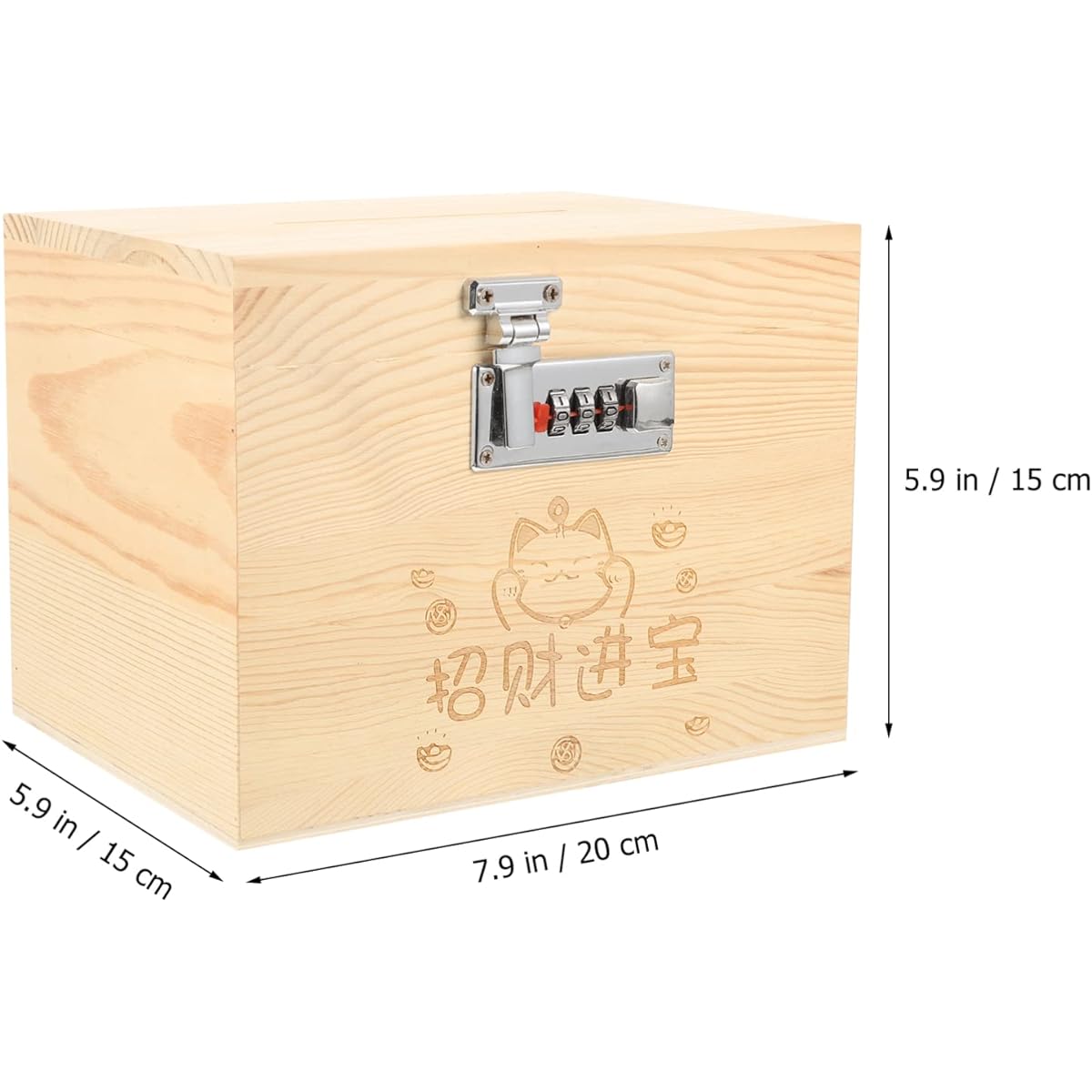 Didiseaon Wooden Piggy Bank with Lock Money Case Password Wooden Savings Pot Treasure Trinket Storage Box Retro Treasure Chest Coin Bank for Kids