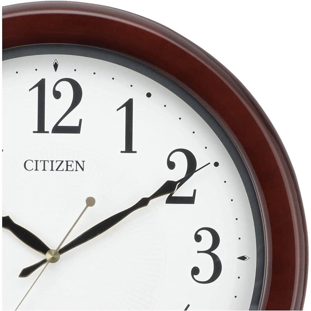 RHYTHM Citizen Wall Clock Radio Clock Analog Continuous Second Hand Wood Brown CITIZEN 33.0×33.0×5.1cm 8MYA37-006