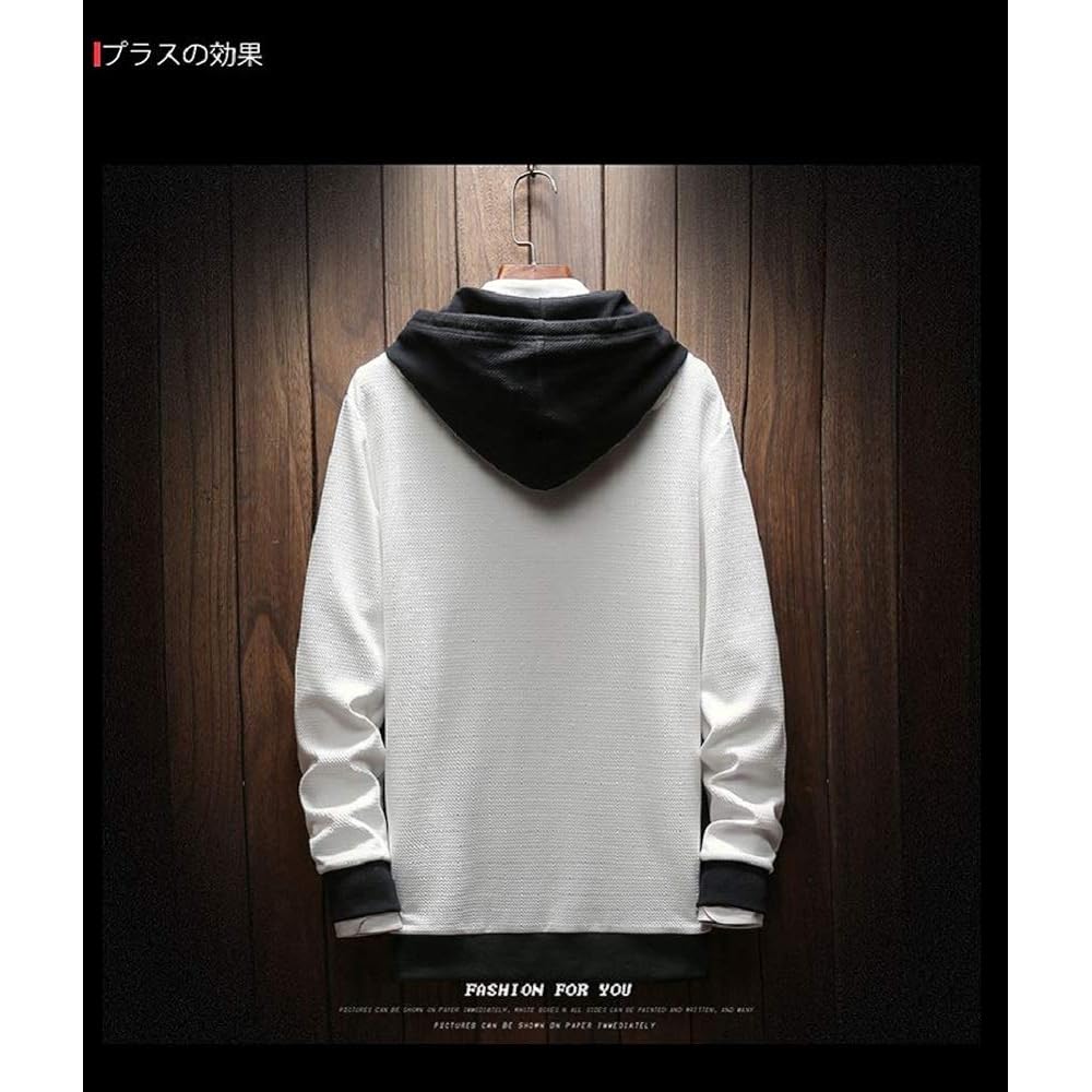 Hisitosa Hoodie Men's Long Sleeve Autumn Clothes Men's Winter Clothes Hooded Layered Sweatshirt Black White Simple Casual Stylish Pullover