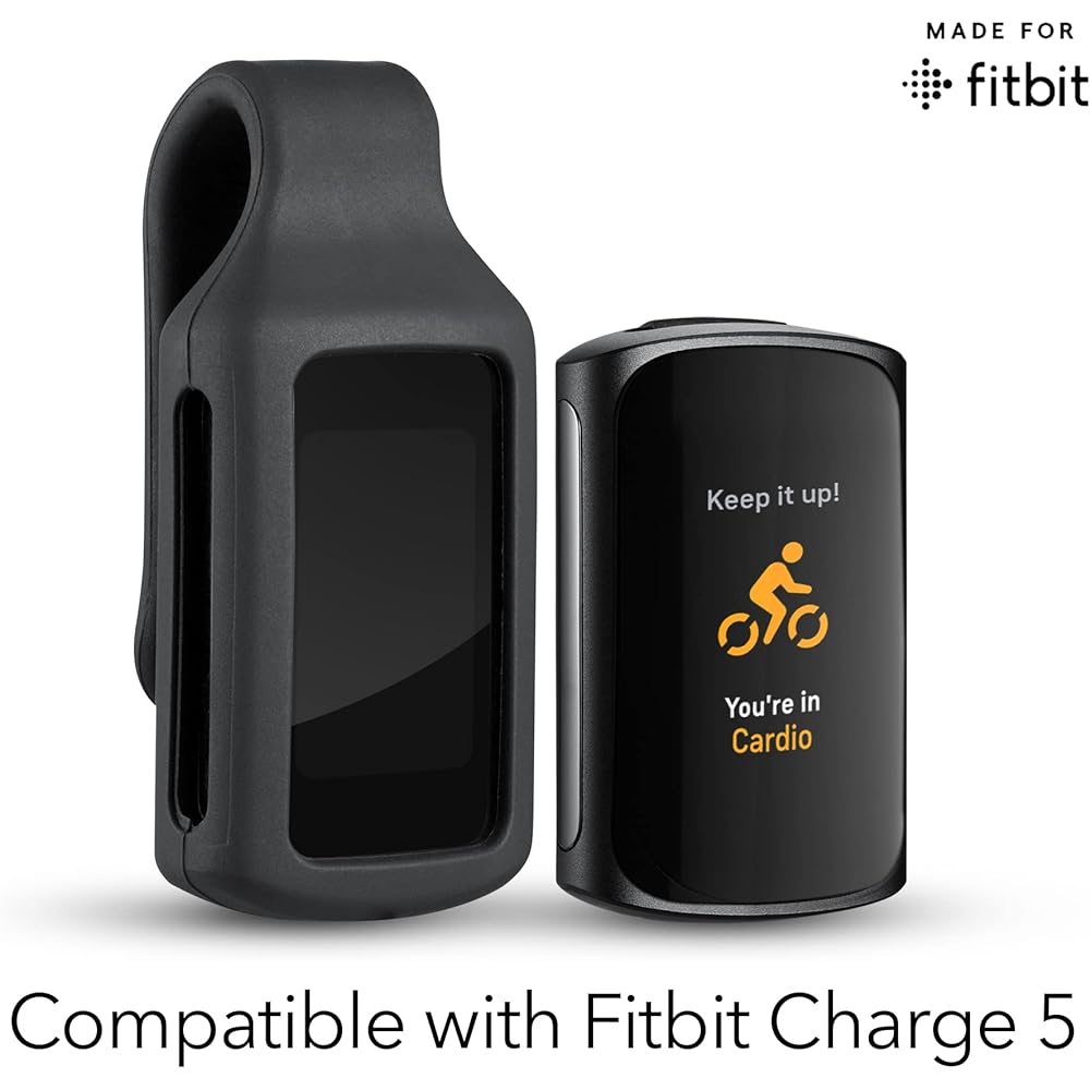 Wasserstein Clip Holder Compatible with Fitbit Charge 5 - Clip your Fitbit Anywhere (Black, 1 Pack)