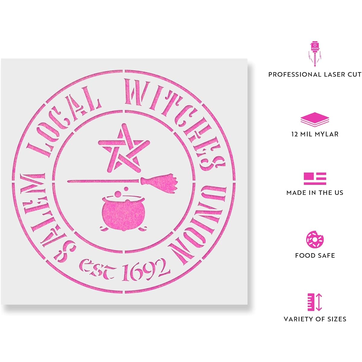 Salem Local Witches Union Stencil - Reusable Stencil for Painting - DIY Salem Local Witches Union Home Decor