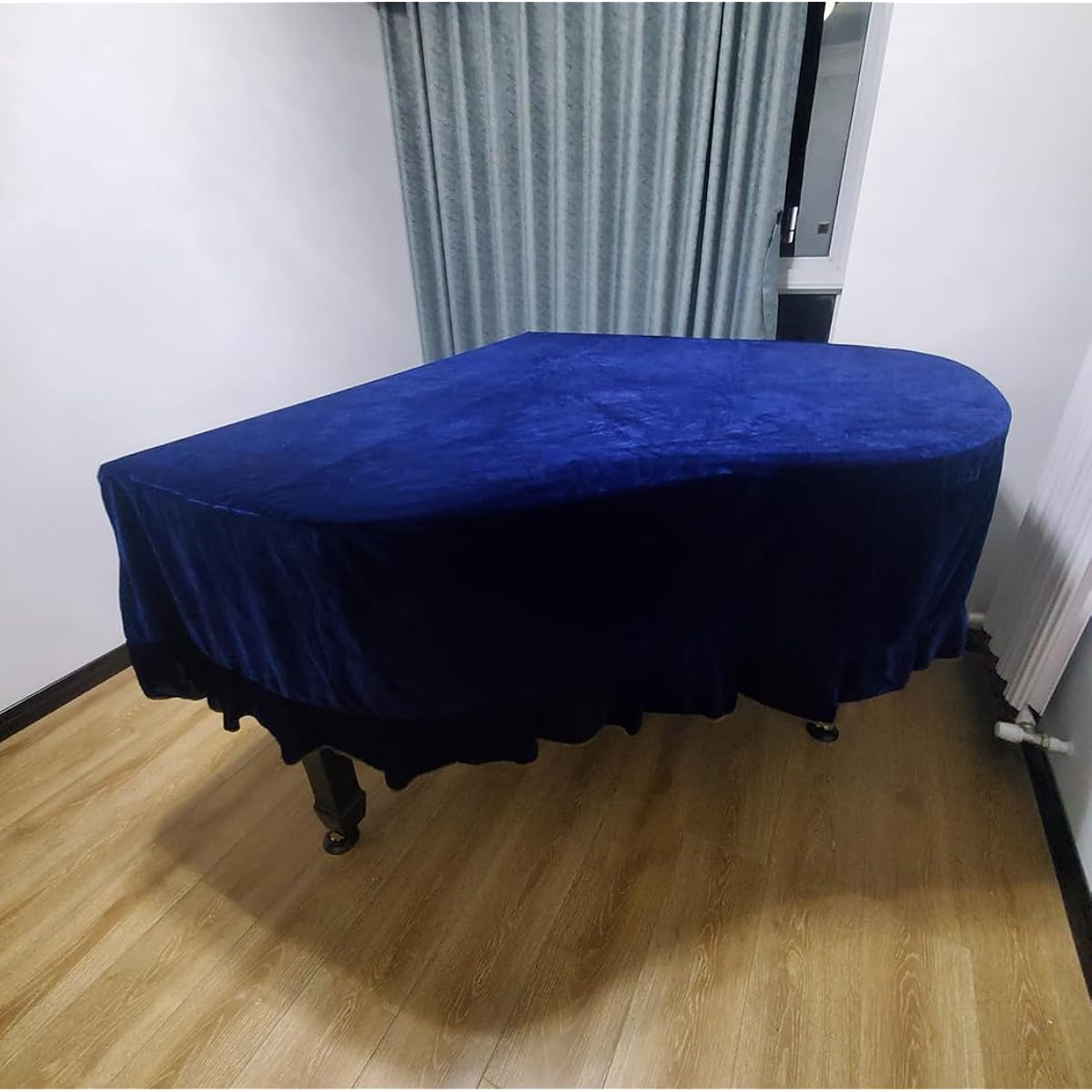 J&C Grand Piano Cover 220G Thicker Pile Gold Velvet 5' 5.5' 5' 8' 6' 6.8' 7.5' 8' Dustproof and Static (Blue, Excluding Chair Cover) (170-180 cm /5.5 -5.9')