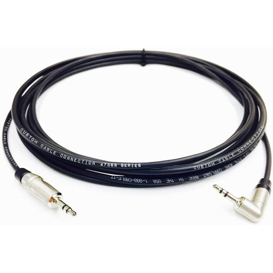 3.5MM Right Angle to 3.5MM Straight Stereo Audio Plenum CL3P Cable Male to Male FT6 Rated by Custom Cable Connection 40 Foot Black 47368-40P