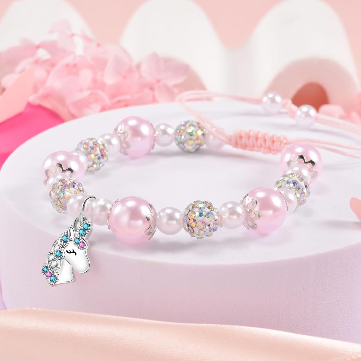VGWON Birthday Gift Ideas for Girls Ages 5-10 Back to School Gifts Unicorn Pearl Bracelet First Day of School Gifts for Girls Unicorns represent the brave beauty and purity of girls