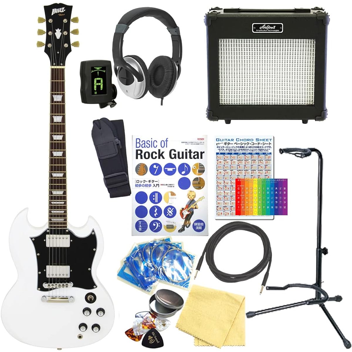 Electric Guitar Beginner Set SG Type 15 Piece Set Blitz BSG-STD WH