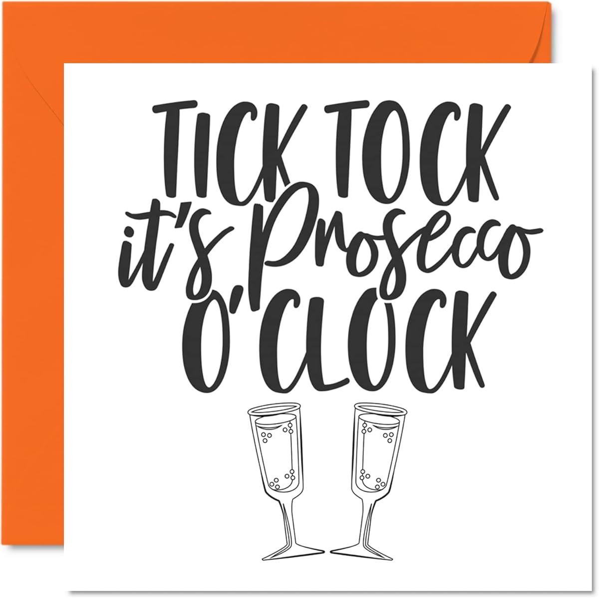 Stuff4 Funny Birthday Card - Prosecco O'Clock - Fun Birthday Gift, 5.7 x 5.7 Inch Greeting Cards for Men and Women, Happy Birthday Gift for Her or Him, Retirement Gift, Celebration, Party