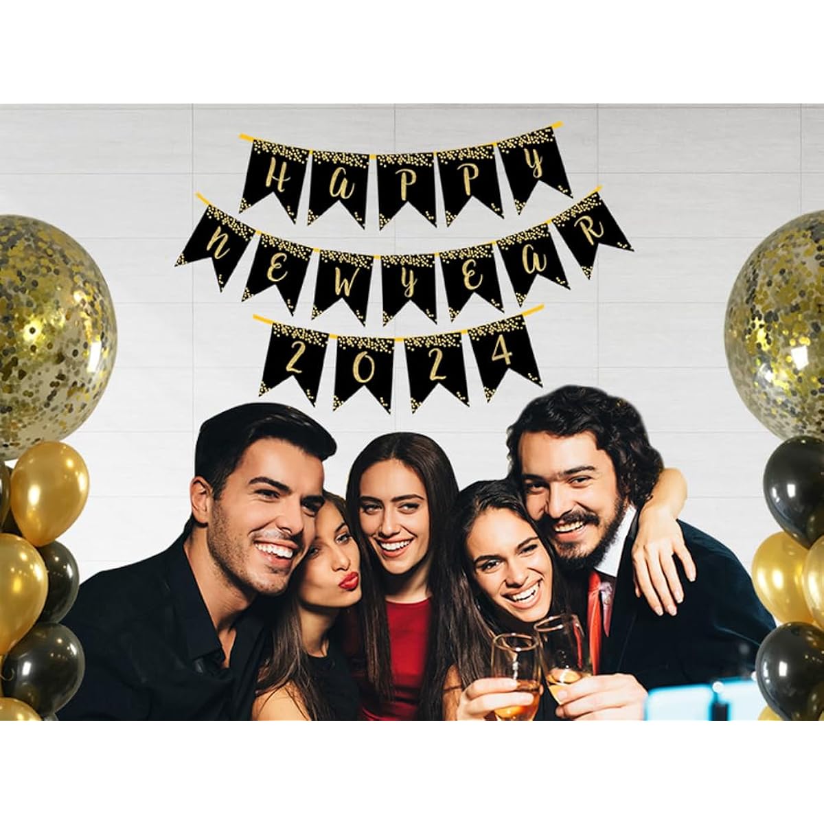 WoW Party Studio Happy New Year Bunting Banner for Decoration