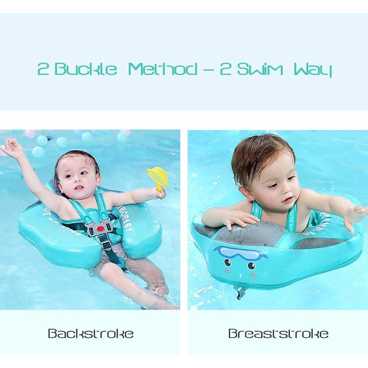 Baby Swimming Float Canopy Solid Toddler Trainer Swimming Training Lying Down Swim Ring Non-Inflatable Waist Air Free Pool Water Float Toys for Toddlers