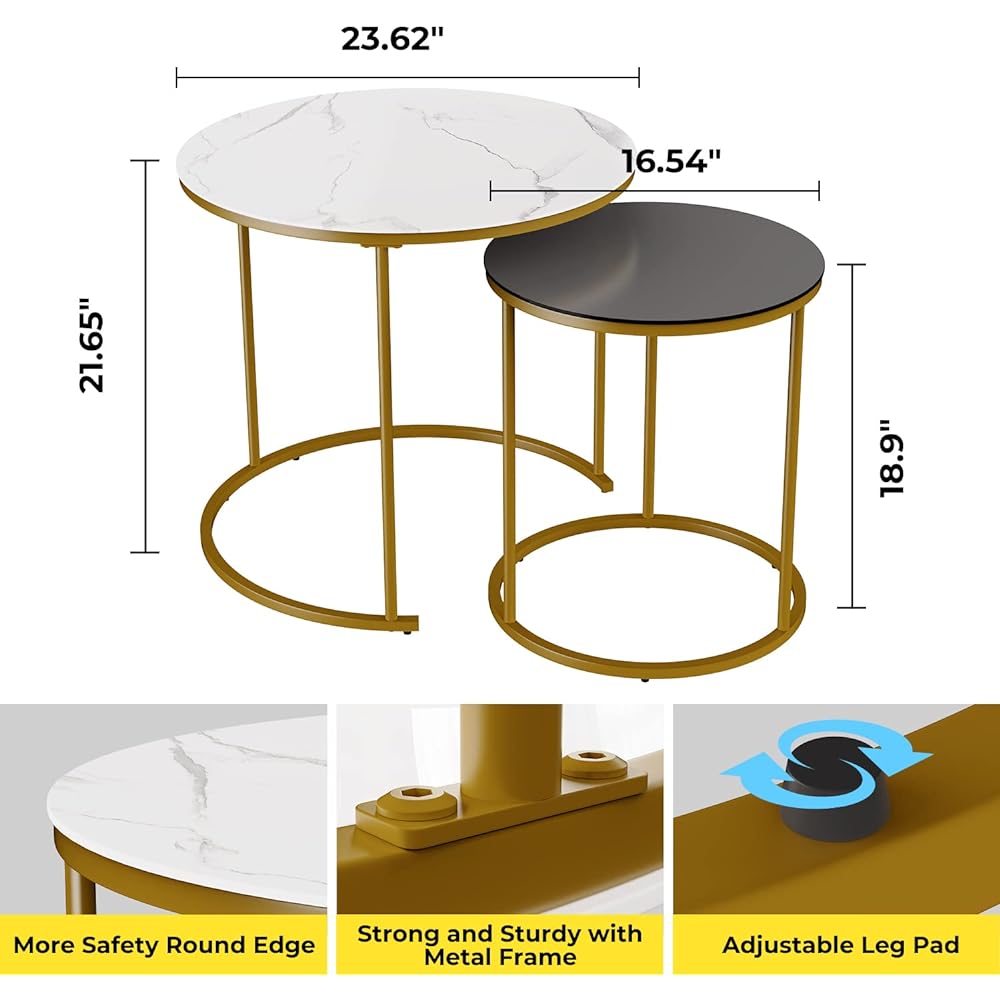 MONCOT Table, Side Table, Low Table, Center Table, Glass Table, Nesting Table, Round Coffee Table, Set of 2, Living Table: Cafe Table, Coffee Table, Chabu Table, Low Table + Stylish, Sofa Table,