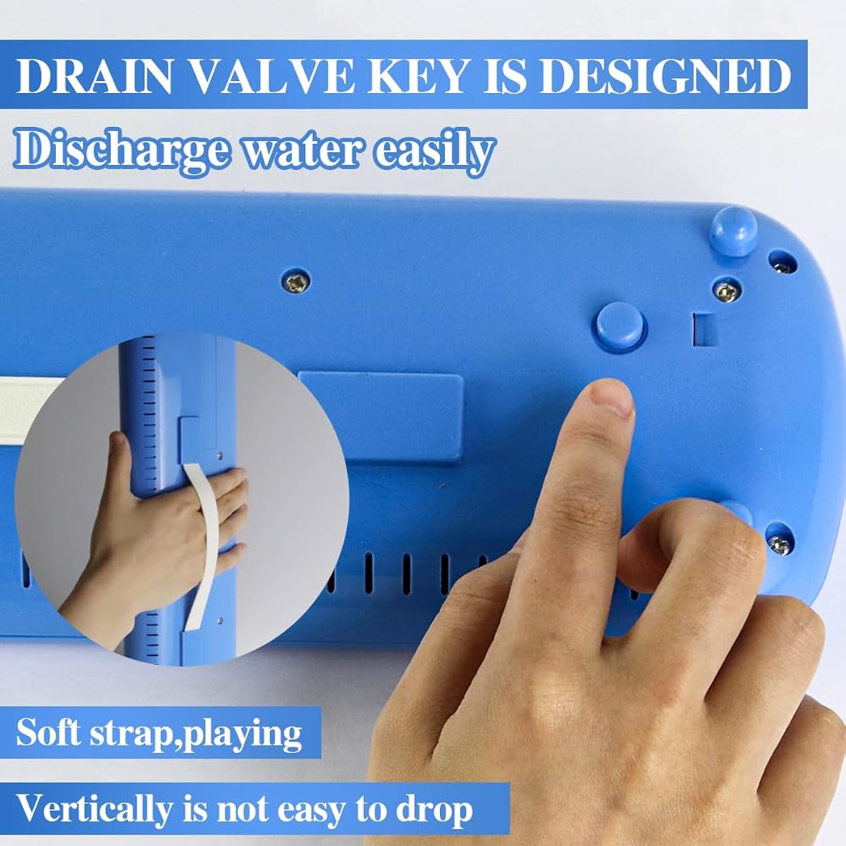 Eavnbaek 32 Key Melodica Instrument Soprano Melodica Air Piano Keyboard Piano 2 Soft Long Tubes 2 Short Mouthpieces Carry Bag (Blue)