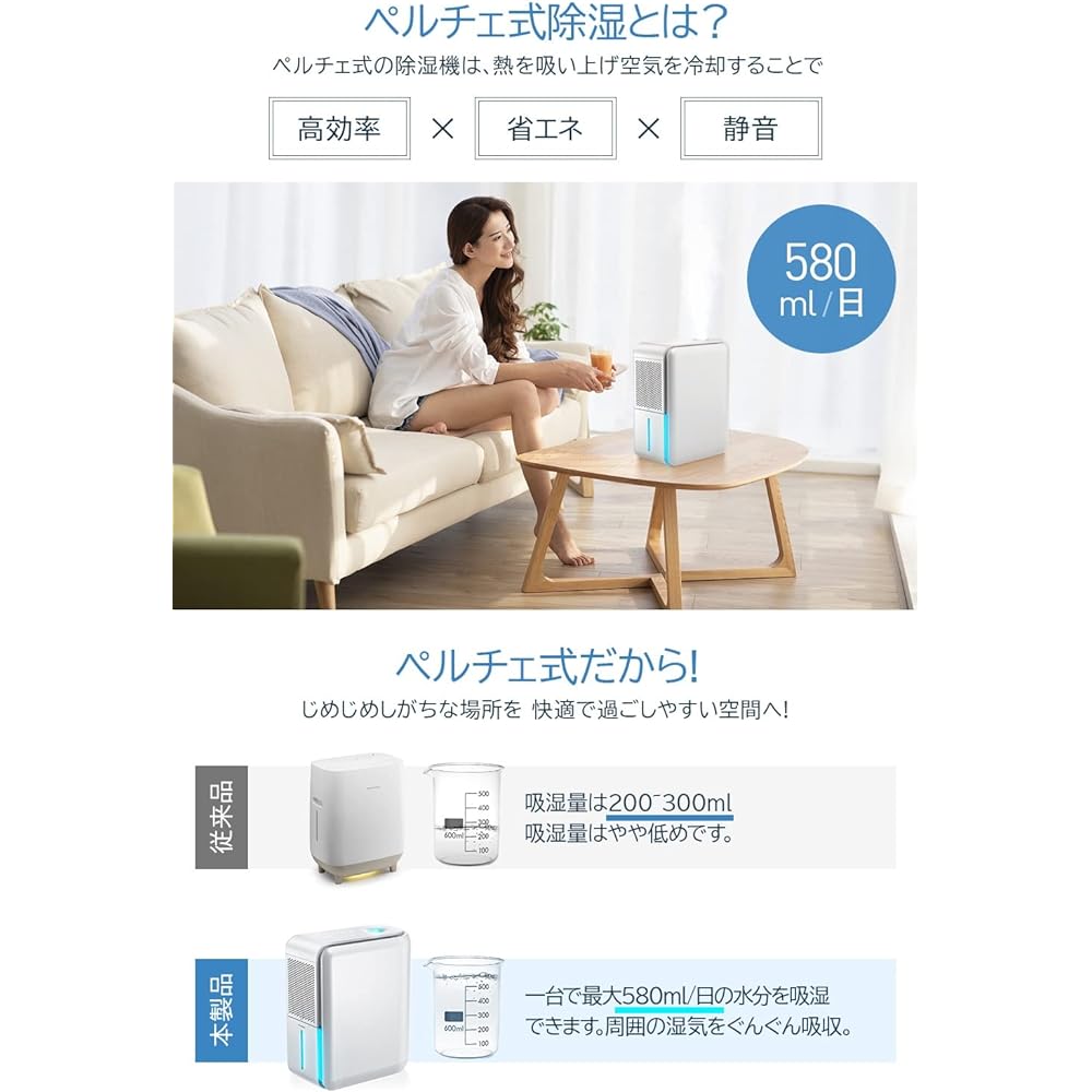 Dehumidifier, Air Purifier, 3 in 1, Dehumidifier, Air Purifier, Powerful Dehumidifier, Peltier Type, Dehumidifier, Clothes Dryer, Small Dehumidifier Air Purifier, Negative Ion Function, High