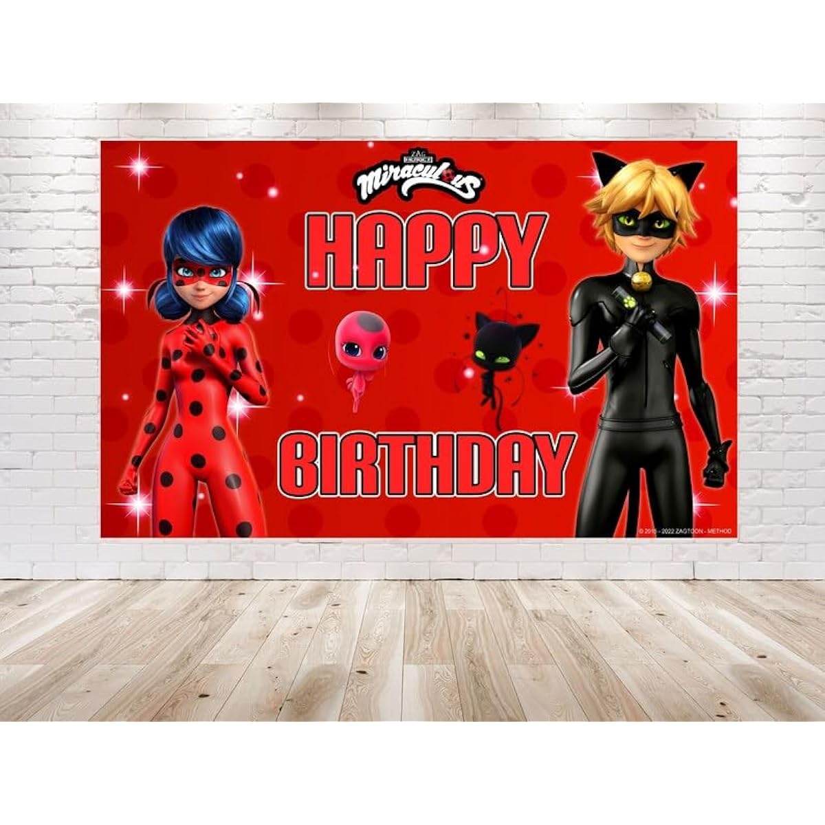 5x3ft Miraculous Ladybug Backdrop for Birthday Party Decoration, Cartoon Miraculous Ladybug Backdrop for Themed Birthday
